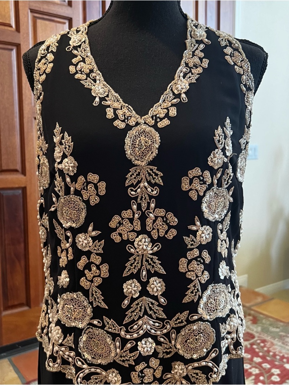 JKara Black Beaded Sleeveless Evening Gown Size 12 - Picture 5 of 13